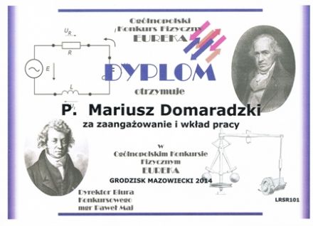 2014-04-30 Ogólnopolski Konkurs Fizyczny EUREKA M Domaradzki